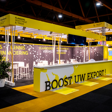Centrale stand van Flanders Investment & Trade tijdens de FIT Exportbeurs 2018 in Brussel
